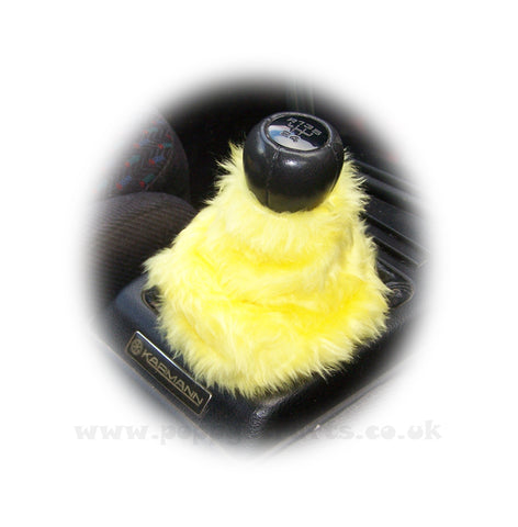 Sunshine Yellow fuzzy faux fur gear stick gaiter cover
